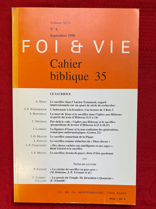 Occasion - Foi et vie - Cahier biblique 35
