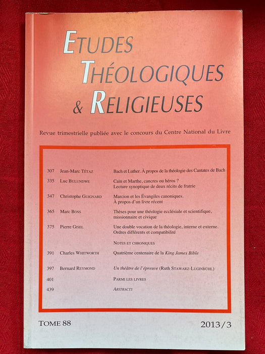 Occasion - Etudes Théologiques et Religieuses 2013/3