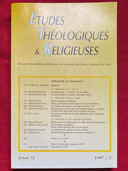 Occasion - Etudes Théologiques et Religieuses 1997/2