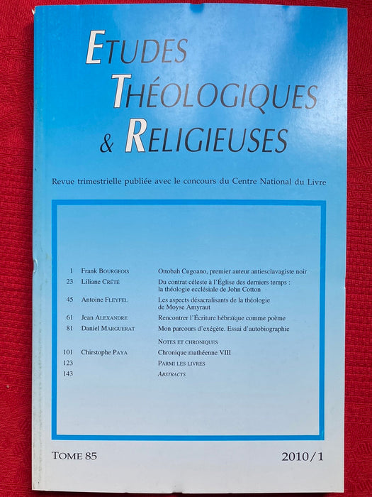 Occasion - Etudes Théologiques et Religieuses 2010/1