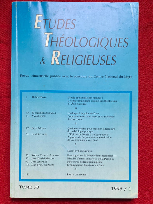 Occasion - Etudes Théologiques et Religieuses 1995/1