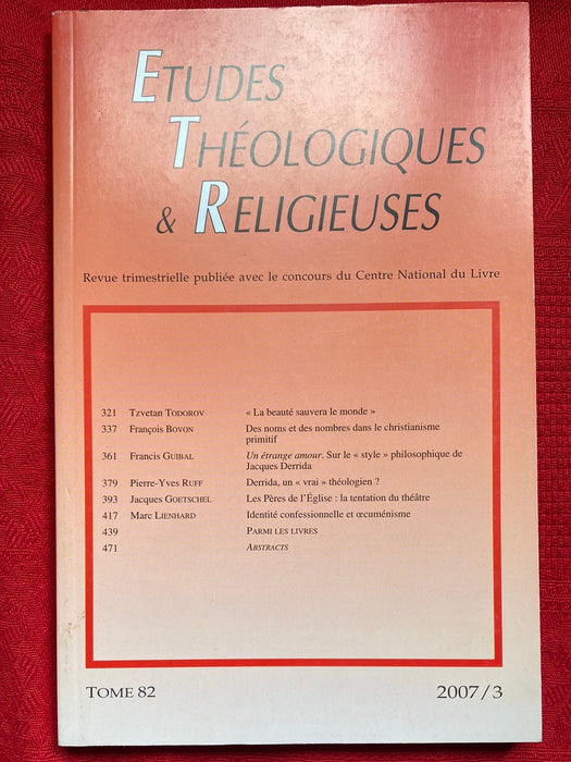 Occasion - Etudes Théologiques et Religieuses 2007/3