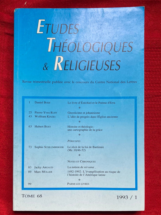 Occasion - Etudes Théologiques et Religieuses 1993/1