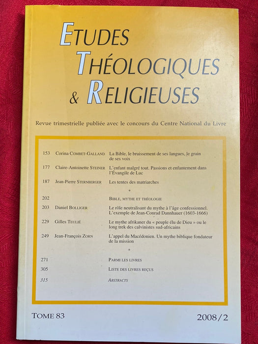 Occasion - Etudes Théologiques et Religieuses 2008/2