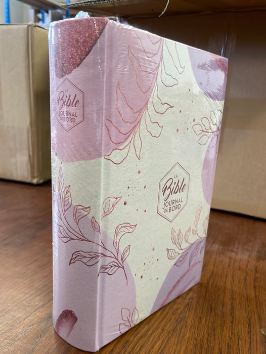 Bible Segond 21 Journal de bord avec grandes marges Crème violet toile imprimée avec motifs feuilles