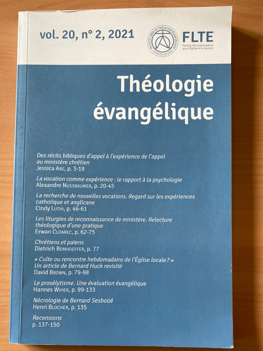 Occasion - Théologie Évangélique vol.20 #2 2021
