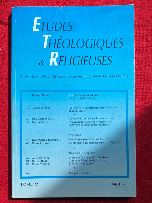Occasion - Etudes Théologiques et Religieuses 1994/1