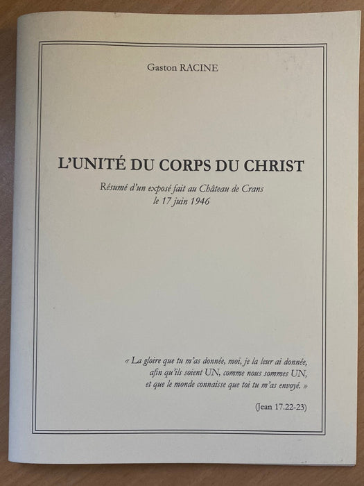 Occasion - L'unité du corps de Christ