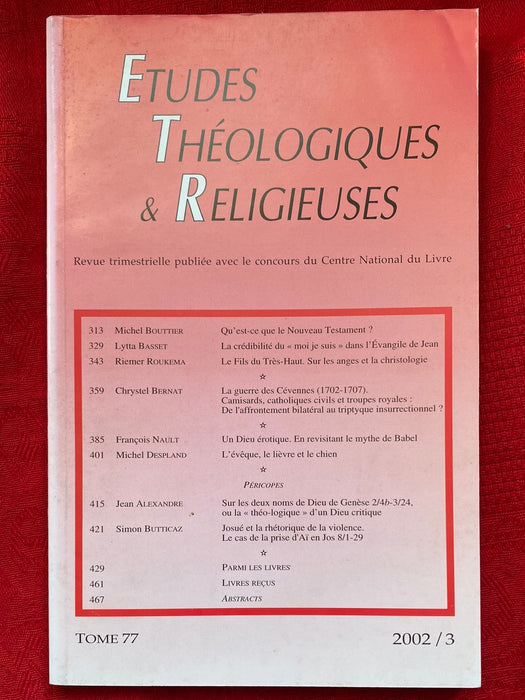 Occasion - Etudes Théologiques et Religieuses 2002/3