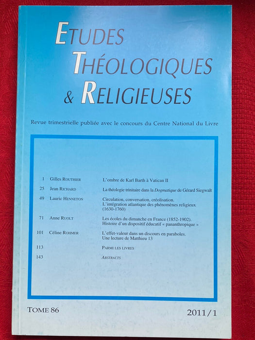 Occasion - Etudes Théologiques et Religieuses 2011/1
