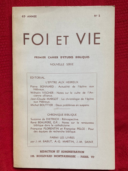 Occasion - Foi et Vie 5 62e année