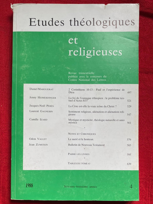 Occasion - Etudes Théologiques et Religieuses 1988/4