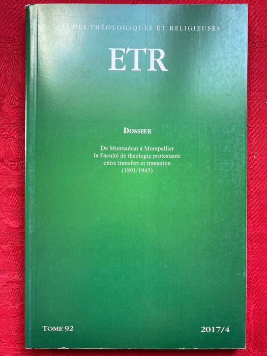 Occasion - Etudes Théologiques et Religieuses 2017/4