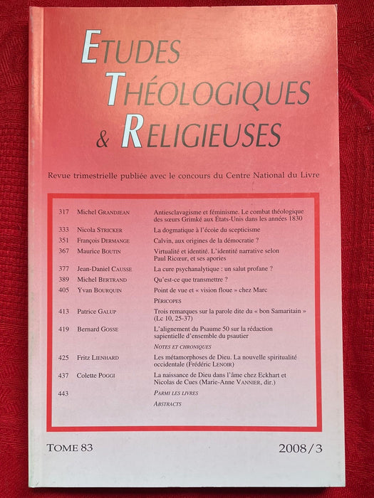 Occasion - Etudes Théologiques et Religieuses 2008/3
