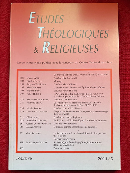 Occasion - Etudes Théologiques et Religieuses 2011/3