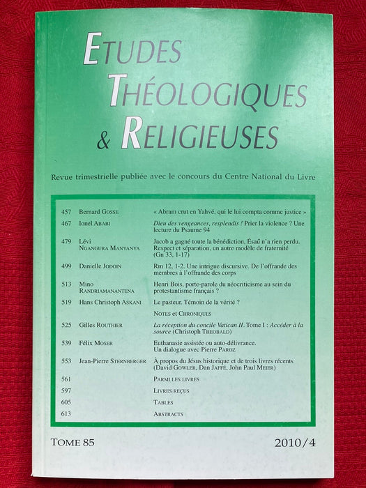 Occasion - Etudes Théologiques et Religieuses 2010/4
