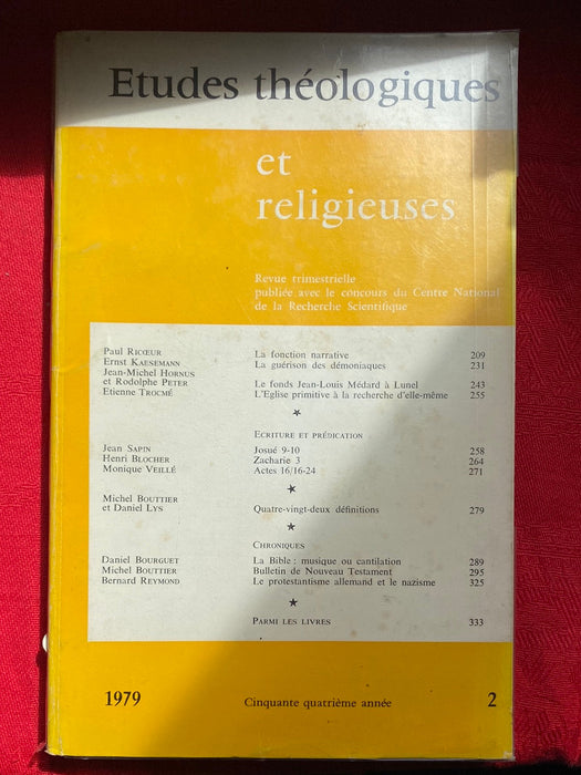 Occasion - Etudes Théologiques et Religieuses 1979/2