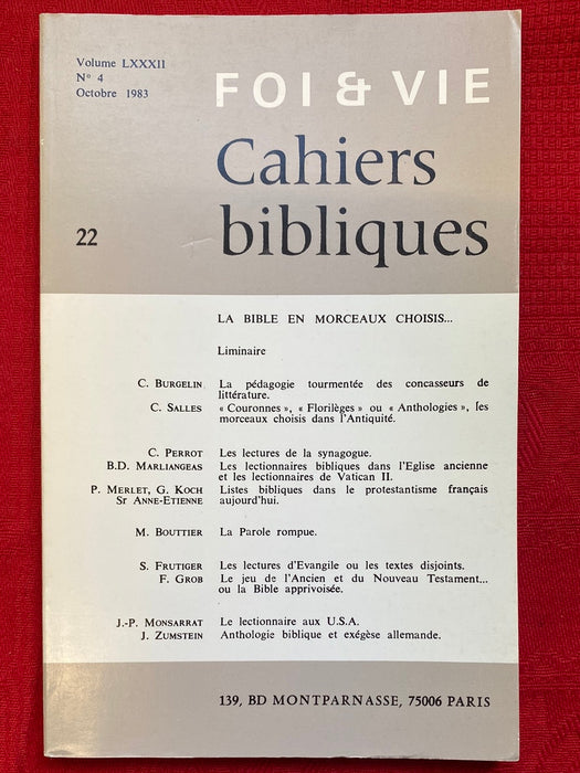 Occasion - Foi et vie - Cahier biblique 22
