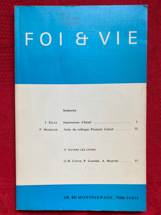 Occasion - Foi et Vie 4 Août 1977