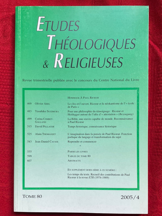 Occasion - Etudes Théologiques et Religieuses 2005/4