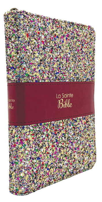 La Sainte Bible Segond 1910. Édition pailletée avec glissière multicolore