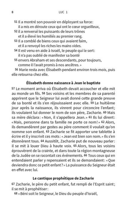Évangile de Luc - Nouvelle Français courant( NFC)
