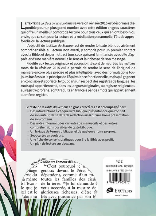 Bible Semeur 2015, gros caractères semi-souple, blanche illustrée