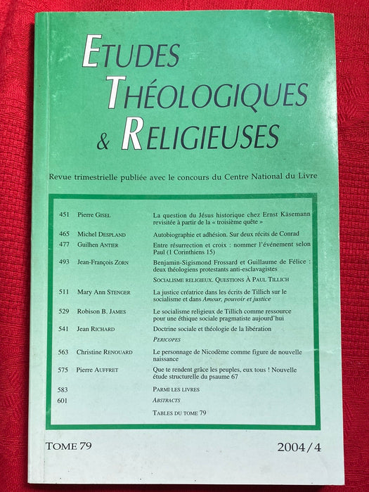 Occasion - Etudes Théologiques et Religieuses 2004/4