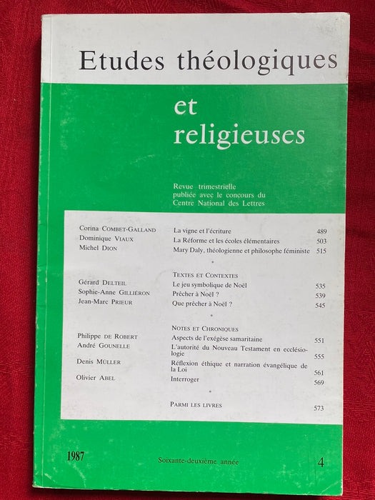 Occasion - Etudes Théologiques et Religieuses 1987/4