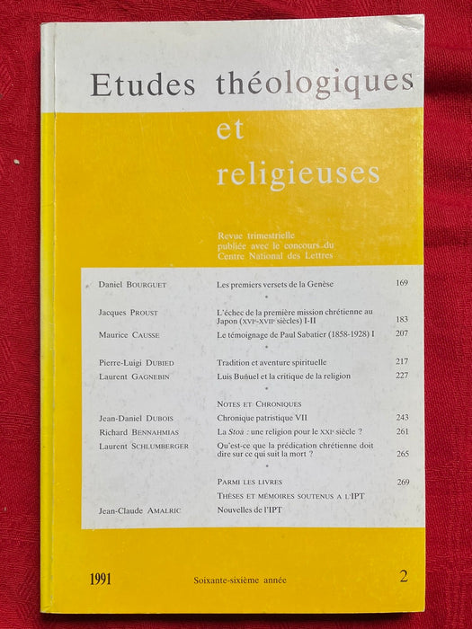Occasion - Etudes Théologiques et Religieuses 1991/2