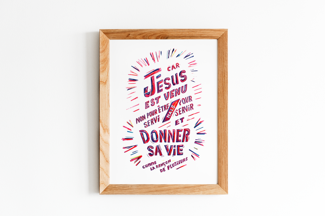 Affiche A3 - Car Jésus est venu... (cadre bois inclus)