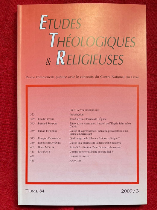 Occasion - Etudes Théologiques et Religieuses 2009/3