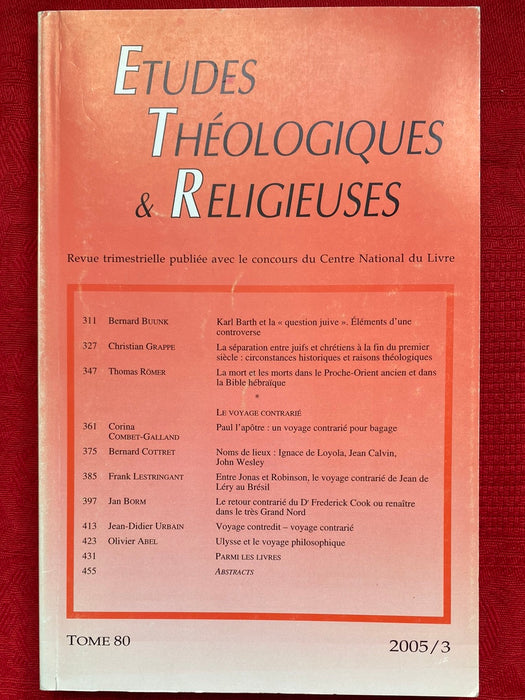 Occasion - Etudes Théologiques et Religieuses 2005/3
