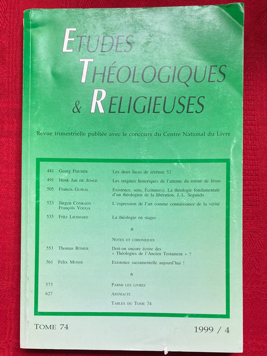 Occasion - Etudes Théologiques et Religieuses 1999/4