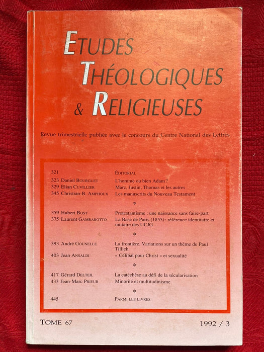 Occasion - Etudes Théologiques et Religieuses 1992/3