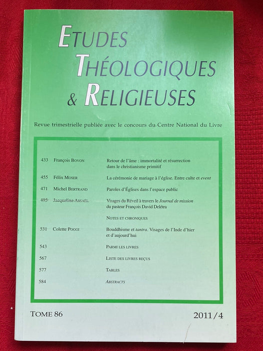 Occasion - Etudes Théologiques et Religieuses 2011/4