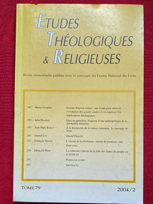 Occasion - Etudes Théologiques et Religieuses 2004/2