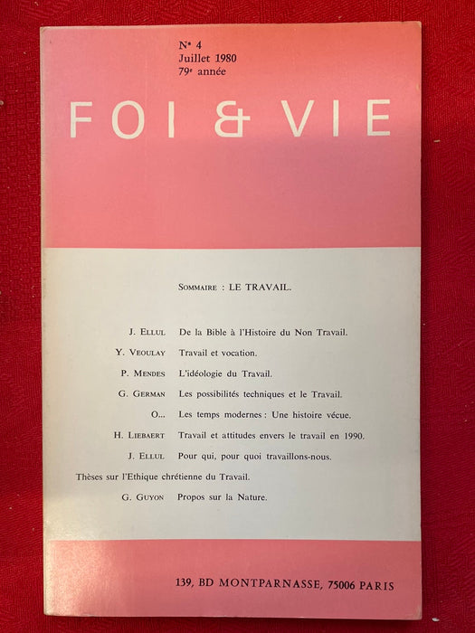 Occasion - Foi et Vie 4 Juillet 1980