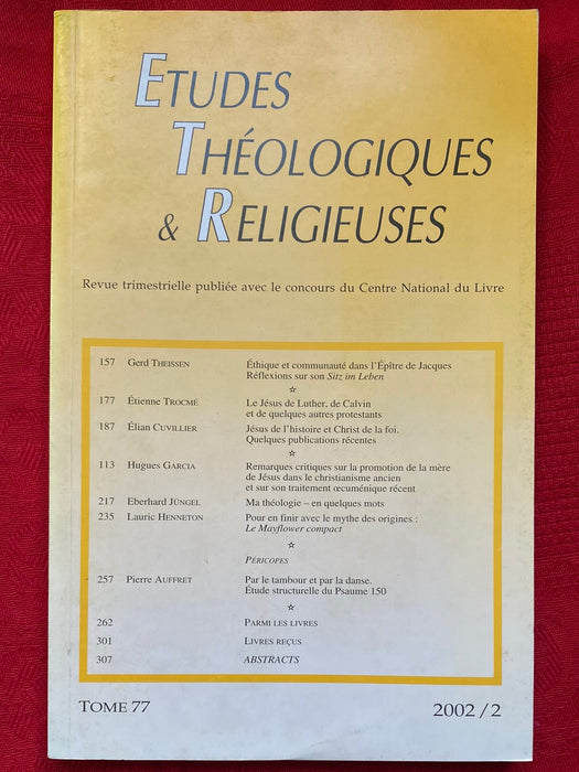 Occasion - Etudes Théologiques et Religieuses 2002/2