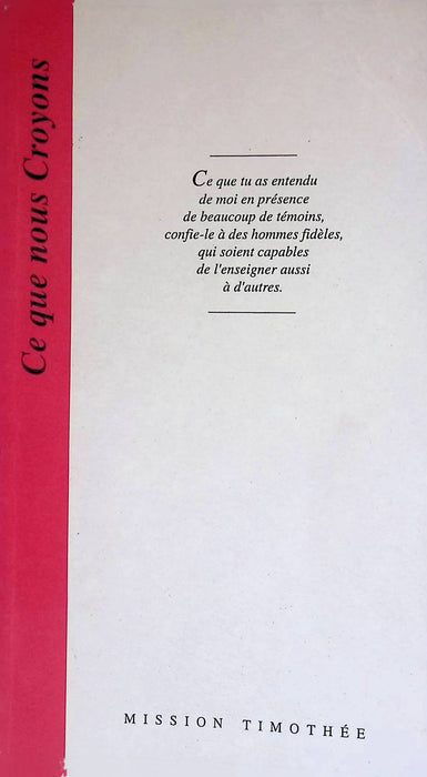 Occasion - Ce que nous Croyons