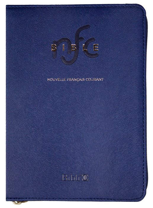 Occasion - Bible NFC (Nouvelle Français Courant) similicuir souple bleu marine Tranche dorée avec zip