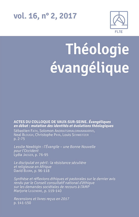 Revue Théologie Évangélique 2017 16.2