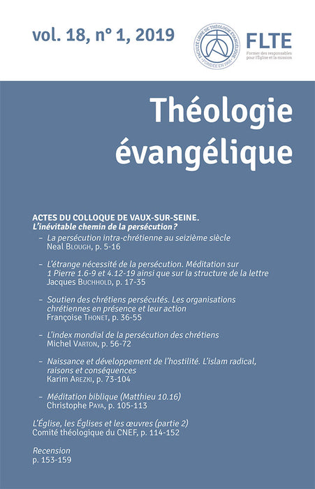 Revue Théologie Évangélique 2019 18.1