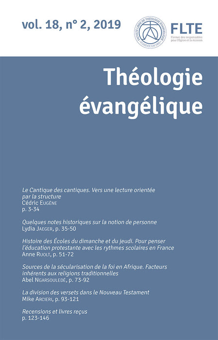 Revue Théologie Évangélique 2019 18.2