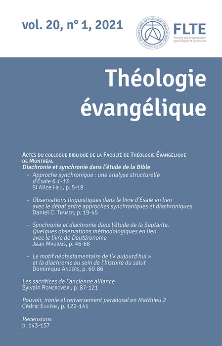 Revue Théologie Évangélique 2021 20.1