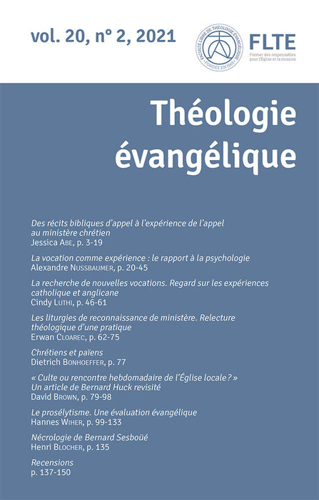 Revue Théologie Évangélique 2021 20.2