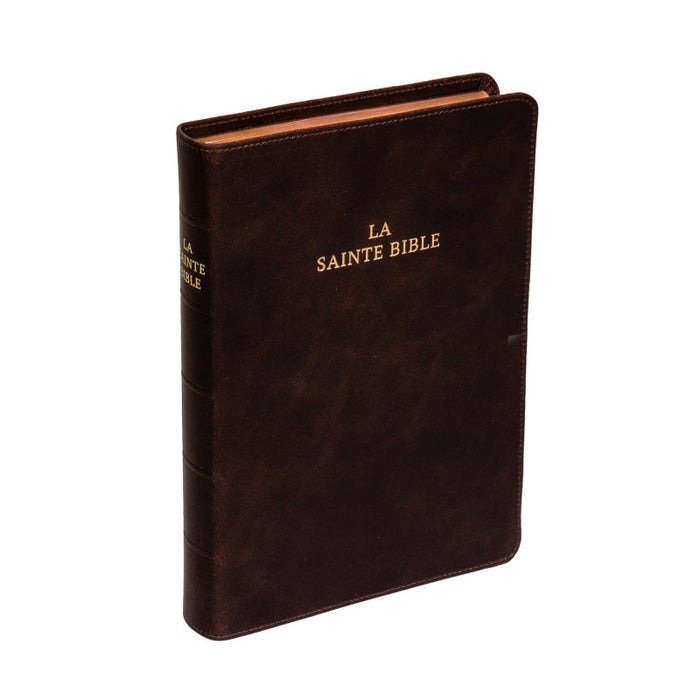La Sainte Bible, Darby, grand format, cuir brun 2025 tranche dorée