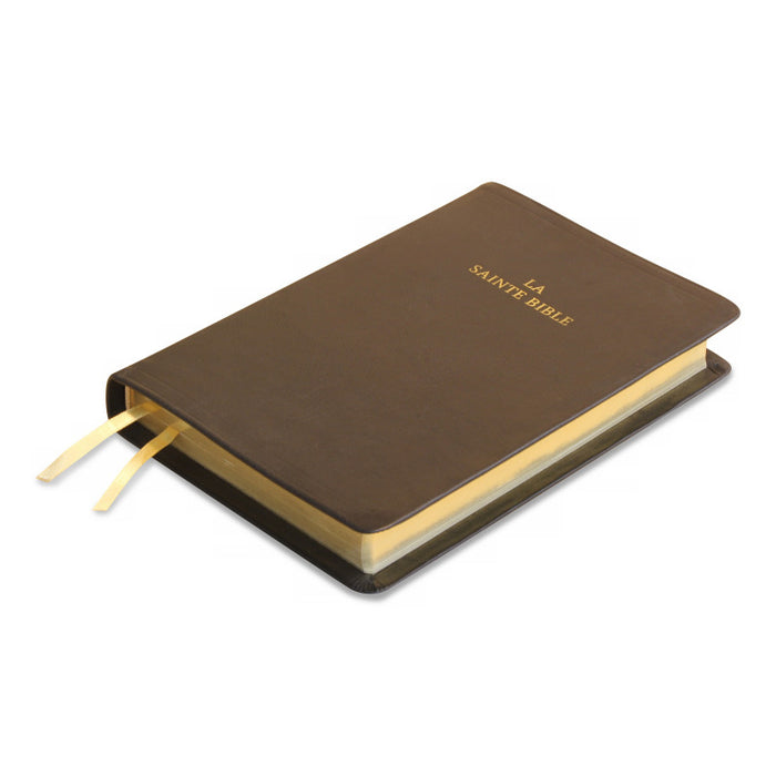 La Sainte Bible, Darby, grand format, cuir noir avec rebord et tranche dorée, titre sur la face