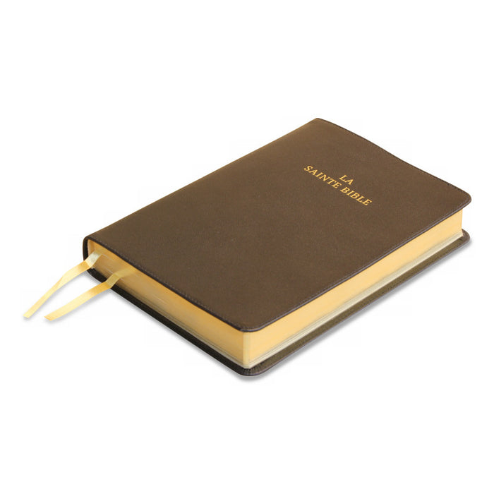 La Sainte Bible, Darby, grand format, cuir noir sans rebord et tranche dorée