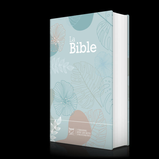 Bible Segond 21 compacte premium rigide toilée matelassée motif feuilles vert d'eau